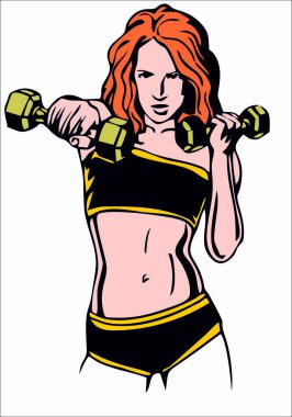 Dambıl ile boks spor kız