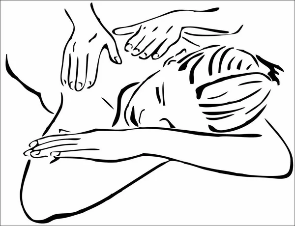 Silhouette Une Fille Lors Massage — Image vectorielle
