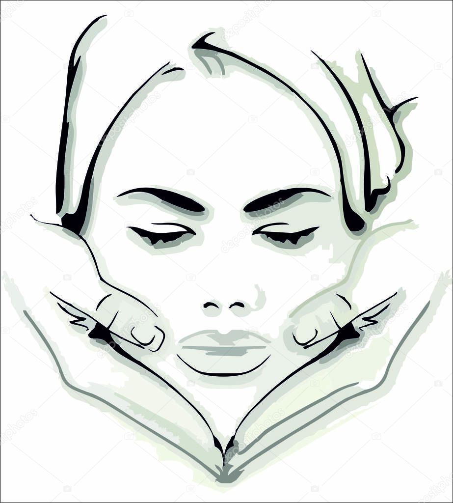 silhouette of a girl's face during a massage