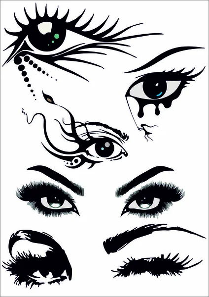 Schwarz Weiße Zeichnung Weiblicher Augen — Stockvektor