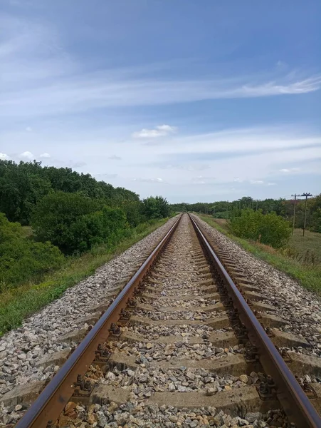 Eisenbahn Der Steppe Einer Ruhigen Unbewohnten Gegend — Stockfoto