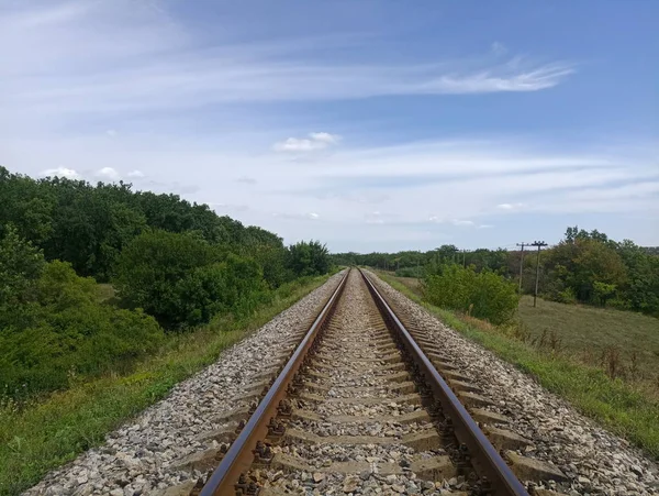 Ferrocarril Estepa Una Zona Tranquila Deshabitada —  Fotos de Stock
