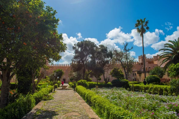 Grădini andaluze în Udayas kasbah Rabat Maroc Africa de Nord — Fotografie, imagine de stoc
