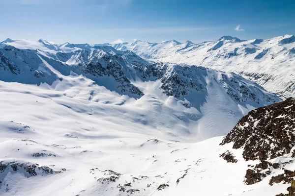 Зимовий Сніг Покривав Гірські Вершини Австрійських Альпах Чудове Місце Зимових — стокове фото