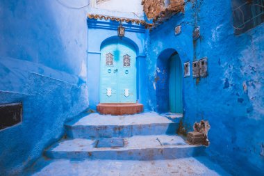 Fas Afrika: Chefchaouen şehrin güzel mavi Medine.
