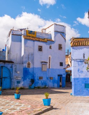 Merdiven Fas Chefchaouen mavi şehir sokak