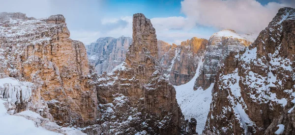 Πανόραμα Των Βουνών Του Sella Ronda Δολομίτες Ιταλία — Φωτογραφία Αρχείου