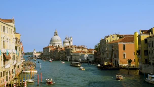 De Grand Canale Venetië van de Accademia brug en skyline, Venetië Italië — Stockvideo