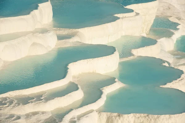 Pamukkale Piscina Natural Com Água Azul Turquia Atração Turística — Fotografia de Stock