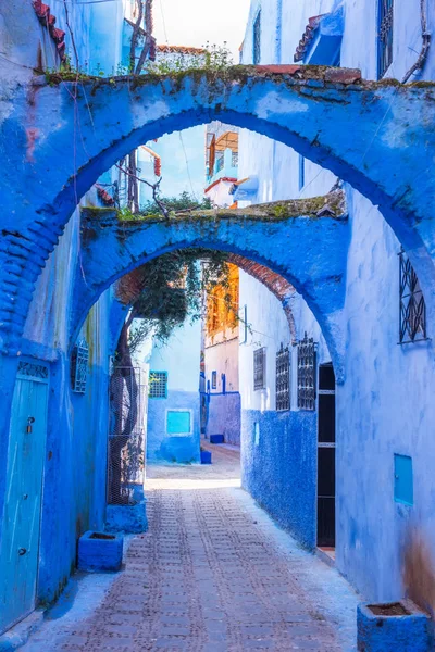 블루 시 체 프 차 웬 체 프 차 웬, 모로코, 아프리카의 놀라운 거리 보기 — 스톡 사진