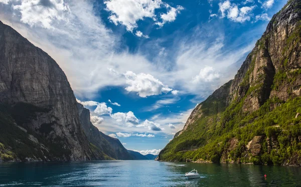 Norwegian fjord and mountains Lysefjord, Norway. Stock Picture