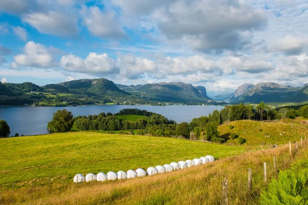 Norský fjord a hory Lysefjord, Norsko. — Stock fotografie
