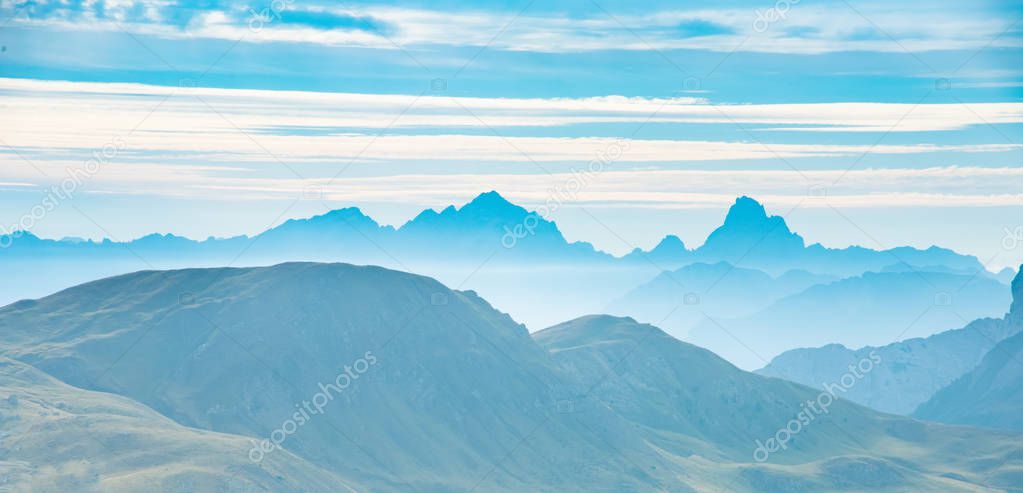 layered mountains landscape background