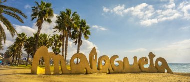 Malaga plaj Costa del Sol İspanya'da Malagueta yazma