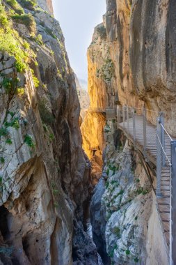 El Caminito del Rey turistik merkezi Malaga, İspanya.