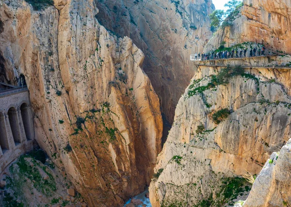 Uitzicht op El Caminito del Rey toeristische attractie Malaga, Spanje. — Stockfoto