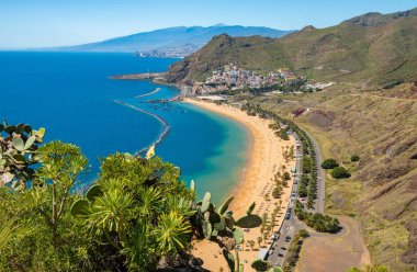 Amazing view of beach las Teresitas Tenerife clipart