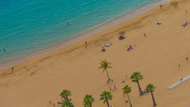 Vista aérea de la playa de Teresitas, isla canaria — Vídeo de stock