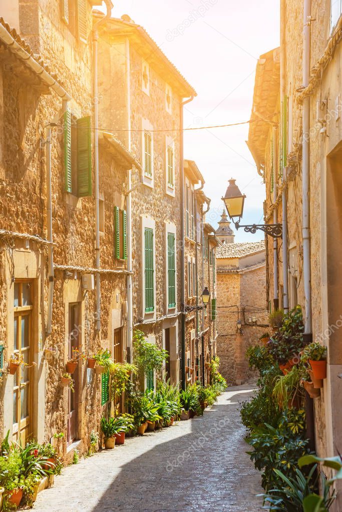 Valldemossa old mediterranean village, landmark of Majorca, Spain