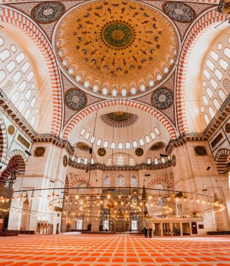 İstanbul, Türkiye 'deki Süleyman Camii' nin içi