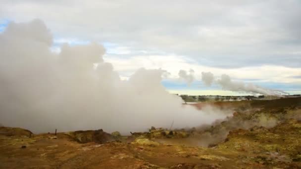 Gunnuhver hot springs in Iceland — Stock Video