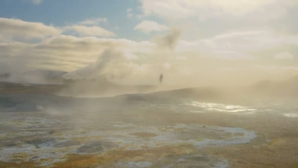 Hverir Myvatn área geotérmica com vapor natural Islândia — Vídeo de Stock