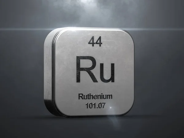 Rutenium Element Från Det Periodiska Systemet Metalliska Ikonen Renderade Med — Stockfoto