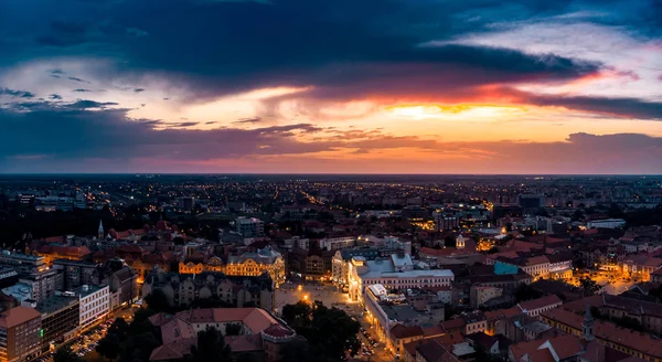 Timisoara Şehir Günbatımı Güzel Bulutlar Ile Şaşırtıcı — Stok fotoğraf