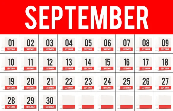 September Dagen Kalender Kubussen Witte Achtergrond — Stockfoto