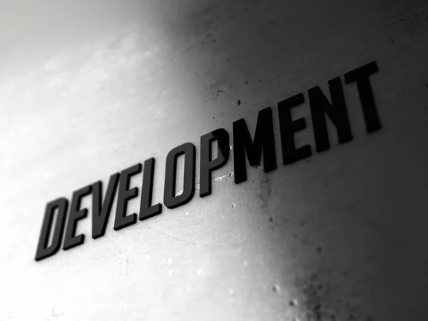 Palavra Texto Desenvolvimento Placa Metálica — Fotografia de Stock