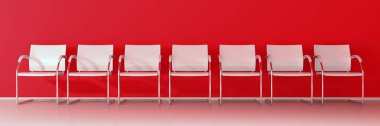 Kırmızı arka plan - geniş afiş üzerinde beyaz sandalye