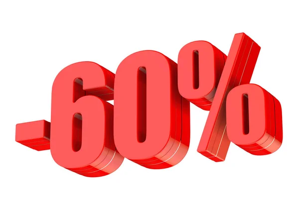 Percent Discount Rendered Red Text Isolated White Background — Stock Photo, Image
