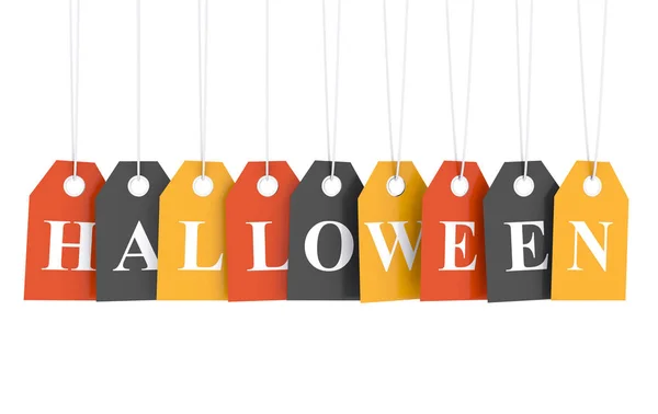 Hallowen Text Podzim Barevné Závěsné Etikety Izolovaných Bílém Pozadí — Stock fotografie