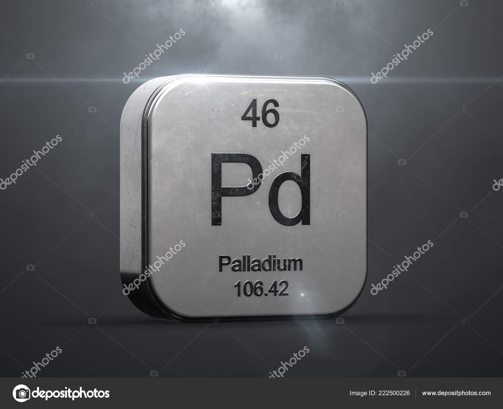 Palladium Element Periodic Table Metallic Icon Rendered Nice Lens - Main Image