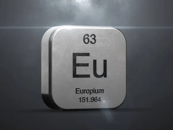 Europ Element Okresowego Metalowe Ikonę Renderowane Ładne Refleksy — Zdjęcie stockowe