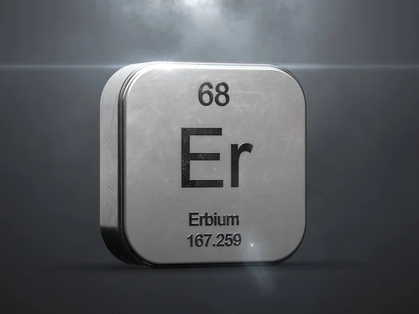 Erbium Element Uit Het Periodiek Systeem Metalen Pictogram Gesmolten Met — Stockfoto