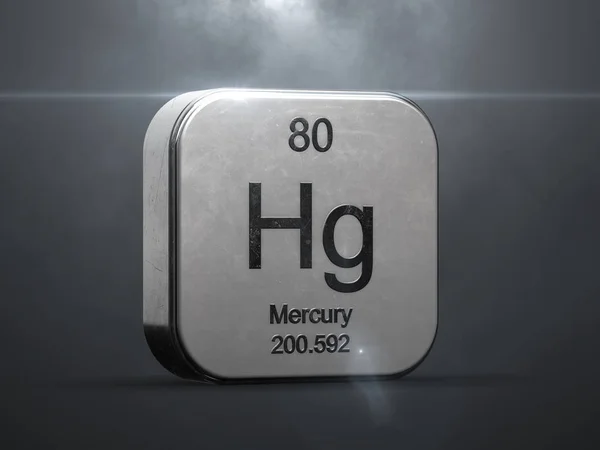 Mercury Element Periodic Table Metallic Icon Rendered Nice Lens Flare — Stock Photo, Image