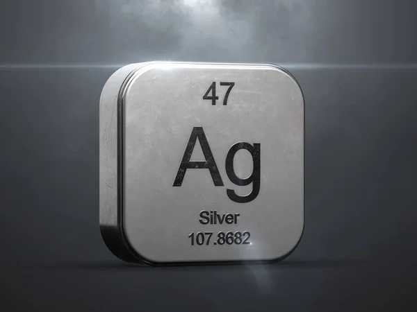 Silberelement Aus Dem Periodensystem Metallic Symbol Gerendert Mit Schönen Linsenschlag — Stockfoto