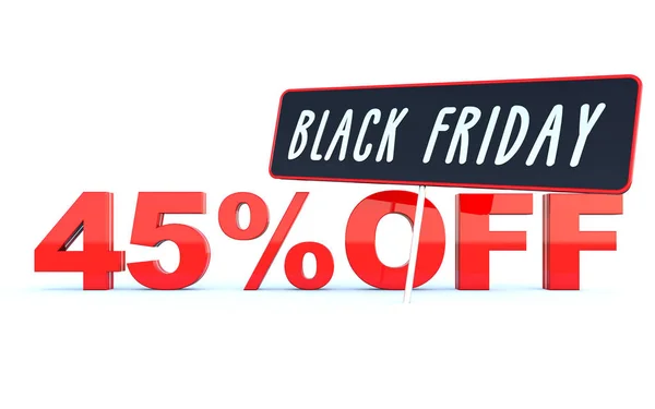 Black Friday Prozent Rabatt Glänzend Roter Text Auf Weißem Hintergrund — Stockfoto