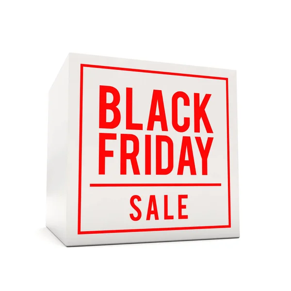 Black Friday Sale Aufkleber Auf White Cube Render — Stockfoto