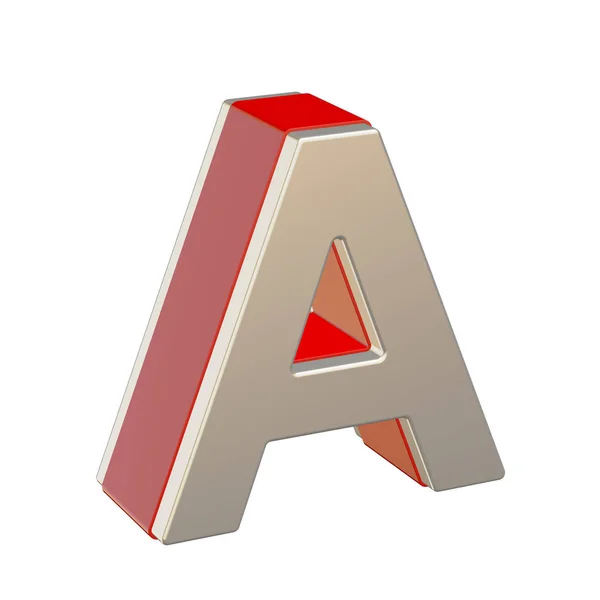 Alfabet Litery Czerwonego Szkła Powłoki Metalicznej Białym Tle — Zdjęcie stockowe
