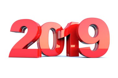 Mutlu yeni yıl 2019 kırmızı parlak takvim arka plan