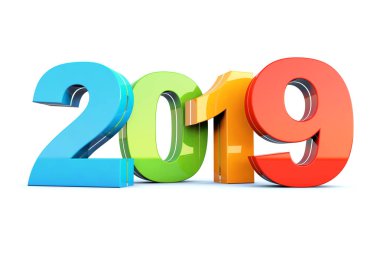 Mutlu yeni yıl 2019 renkli Takvim arka plan