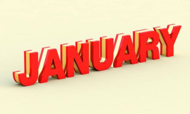 Ocak kırmızı metin tasarım takvim arka plan