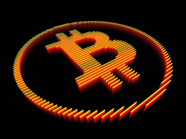 Bitcoin Yellow Striped Sign — Stock Photo, Image