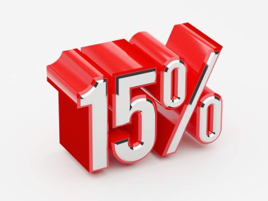%15, yüzde 15'i parlak kırmızı kalın sembolü