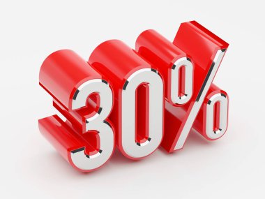 %30, yüzde 30'i parlak kırmızı kalın sembolü