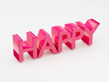 Mutlu pembe parlak metin kelime