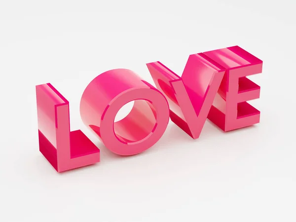 Love Pink Glossy Text Word — Stock Photo, Image