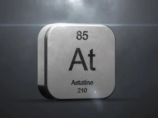 Astatium Element Uit Het Periodiek Systeem Metalen Futuristische Pictogram Gesmolten — Stockfoto